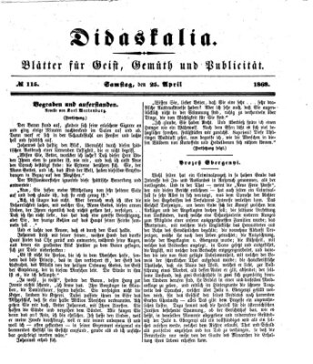 Didaskalia Samstag 25. April 1868