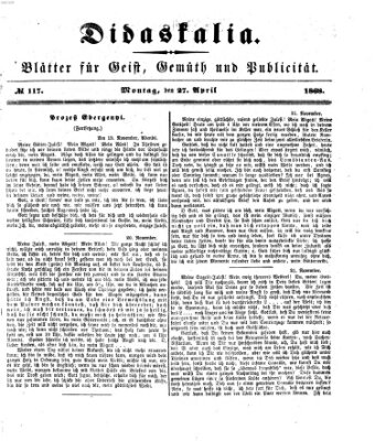 Didaskalia Montag 27. April 1868