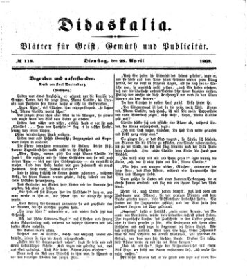 Didaskalia Dienstag 28. April 1868