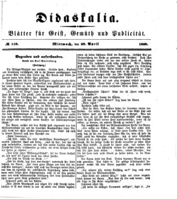 Didaskalia Mittwoch 29. April 1868