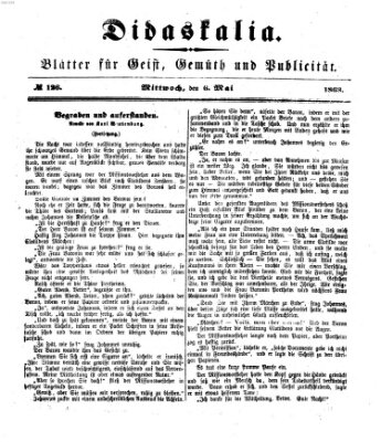 Didaskalia Mittwoch 6. Mai 1868