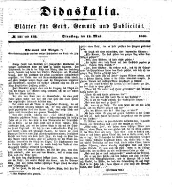 Didaskalia Dienstag 12. Mai 1868