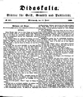 Didaskalia Mittwoch 17. Juni 1868