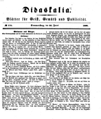 Didaskalia Donnerstag 25. Juni 1868