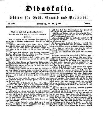 Didaskalia Samstag 11. Juli 1868