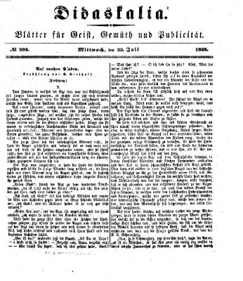 Didaskalia Mittwoch 22. Juli 1868