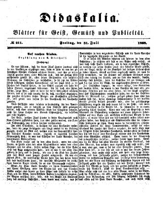 Didaskalia Freitag 31. Juli 1868