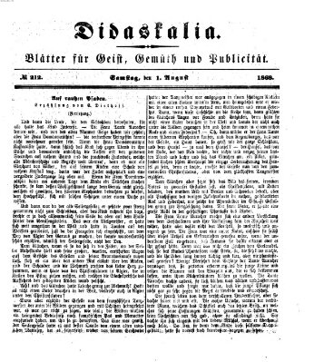 Didaskalia Samstag 1. August 1868