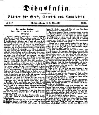 Didaskalia Donnerstag 6. August 1868