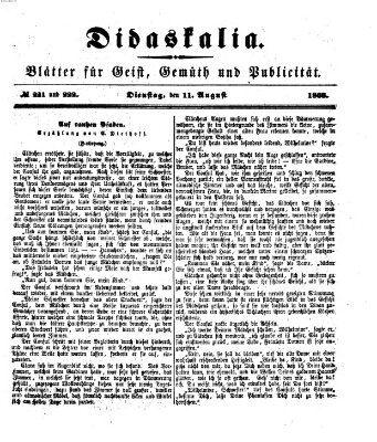 Didaskalia Dienstag 11. August 1868