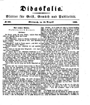 Didaskalia Mittwoch 19. August 1868