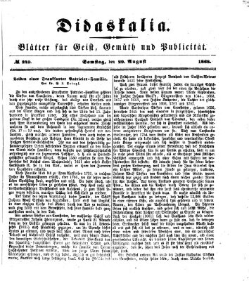 Didaskalia Samstag 29. August 1868