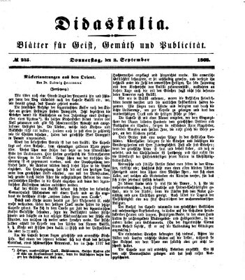 Didaskalia Donnerstag 3. September 1868