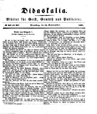 Didaskalia Dienstag 15. September 1868