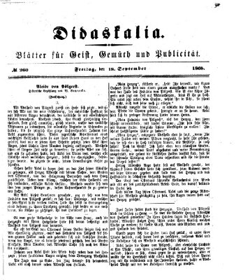 Didaskalia Freitag 18. September 1868