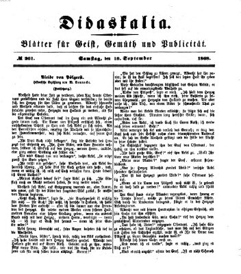 Didaskalia Samstag 19. September 1868