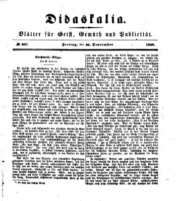 Didaskalia Freitag 25. September 1868