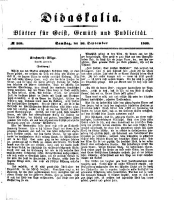 Didaskalia Samstag 26. September 1868