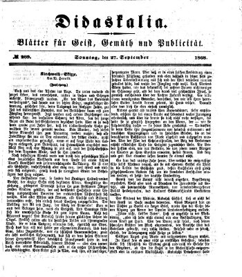 Didaskalia Sonntag 27. September 1868