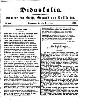 Didaskalia Sonntag 11. Oktober 1868