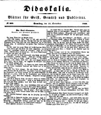 Didaskalia Samstag 17. Oktober 1868