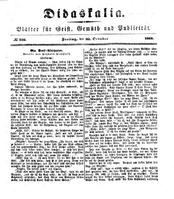 Didaskalia Freitag 30. Oktober 1868