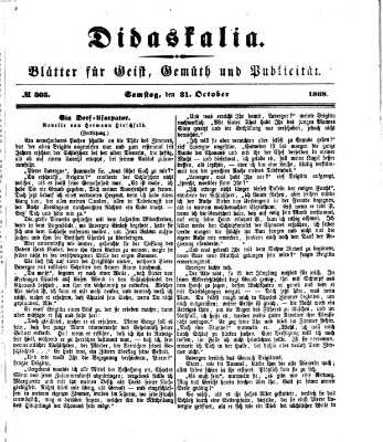 Didaskalia Samstag 31. Oktober 1868