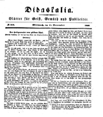Didaskalia Mittwoch 11. November 1868