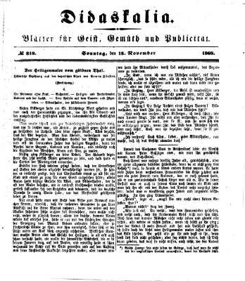 Didaskalia Sonntag 15. November 1868