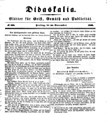 Didaskalia Freitag 20. November 1868