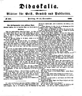 Didaskalia Freitag 11. Dezember 1868