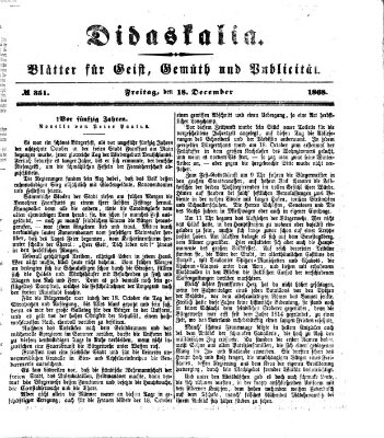 Didaskalia Freitag 18. Dezember 1868