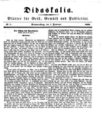 Didaskalia Donnerstag 7. Januar 1869