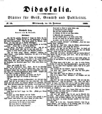 Didaskalia Mittwoch 13. Januar 1869