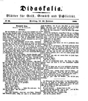 Didaskalia Freitag 22. Januar 1869