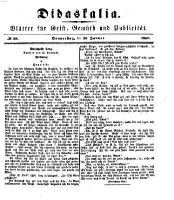 Didaskalia Donnerstag 28. Januar 1869