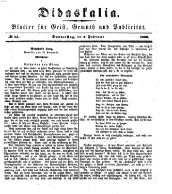 Didaskalia Donnerstag 4. Februar 1869