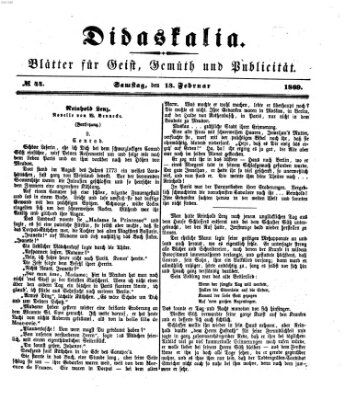 Didaskalia Samstag 13. Februar 1869