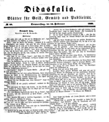 Didaskalia Donnerstag 18. Februar 1869