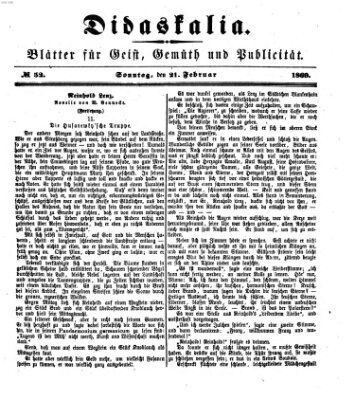 Didaskalia Sonntag 21. Februar 1869