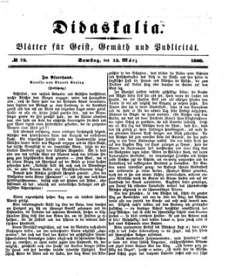 Didaskalia Samstag 13. März 1869