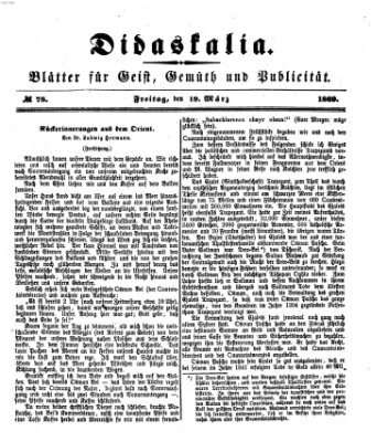 Didaskalia Freitag 19. März 1869