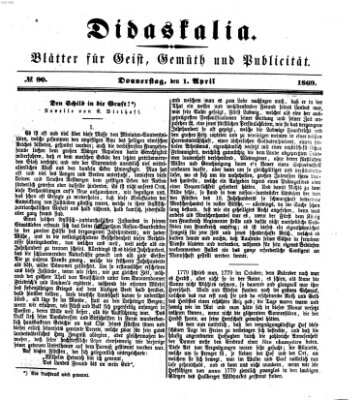 Didaskalia Donnerstag 1. April 1869