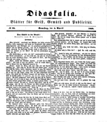 Didaskalia Samstag 3. April 1869