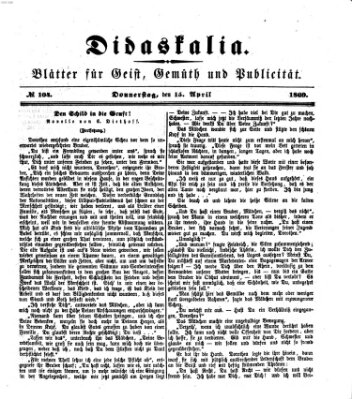 Didaskalia Donnerstag 15. April 1869