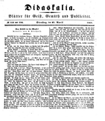 Didaskalia Dienstag 27. April 1869