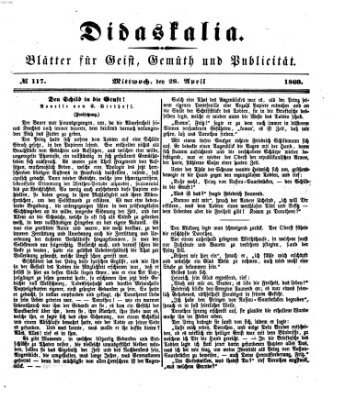 Didaskalia Mittwoch 28. April 1869