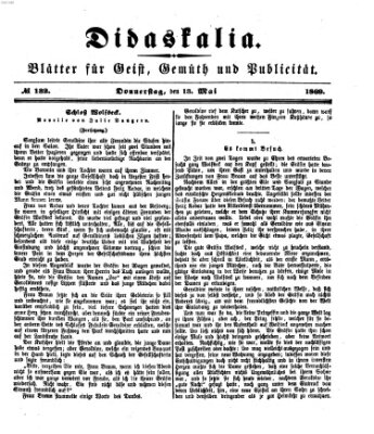 Didaskalia Donnerstag 13. Mai 1869