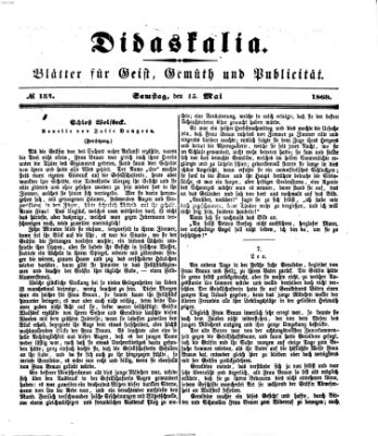 Didaskalia Samstag 15. Mai 1869