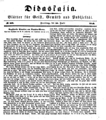 Didaskalia Freitag 30. Juli 1869